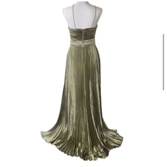 AIIFOS Gilda Gown Metallic Gunmetal Pleated Grey
